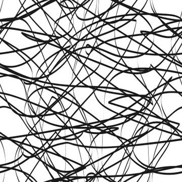 Line abstract seamless pattern with hand drawn lines. wavy striped vector ill Illustrazione stock