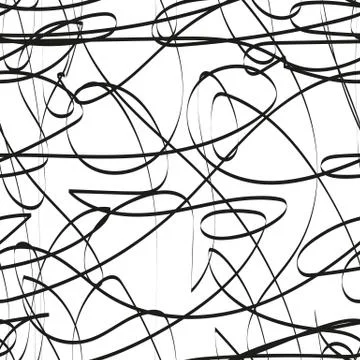 Line abstract seamless pattern with hand drawn lines. wavy striped vector ill Illustrazione stock