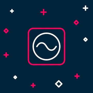 Line AC voltage source symbol icon isolated on blue background. Alternating c Stock Illustration