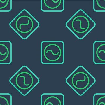 Line AC voltage source symbol icon isolated seamless pattern on blue background Stock Illustration