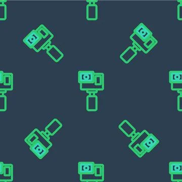 Line Action extreme camera icon isolated seamless pattern on blue background Illustrazione stock