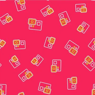 Line Action extreme camera icon isolated seamless pattern on red background.. Иллюстрация