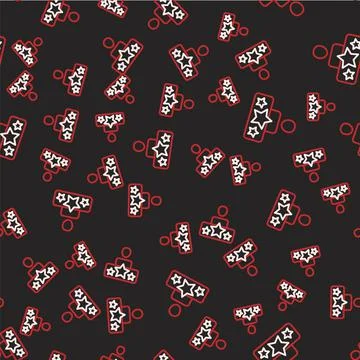 Line Actor star icon isolated seamless pattern on black background. Vector Illustrazione stock
