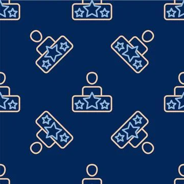 Line Actor star icon isolated seamless pattern on blue background.  Vector 스톡 일러스트