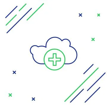 Line Add cloud icon isolated on white background. Data storage on the cloud 스톡 일러스트
