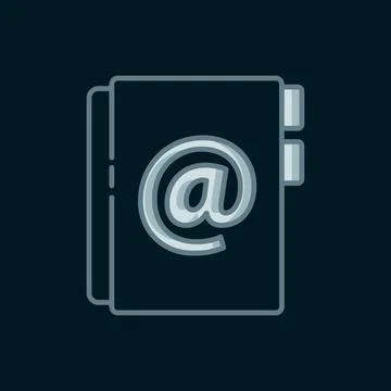 Line Address book icon isolated on black background. Notebook, address, con.. Stock Illustration