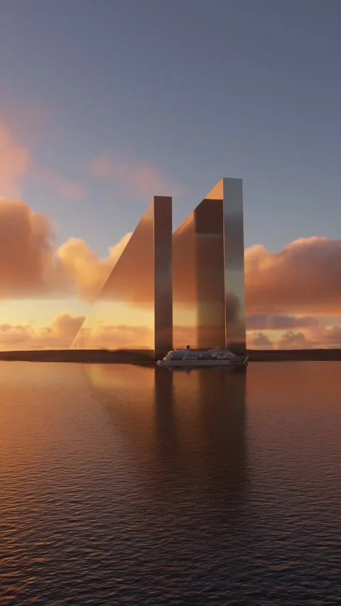 The Line - Aerial view of the city of the future. Neom in Tabuk. Saudi Arabia Stock Footage 282925073