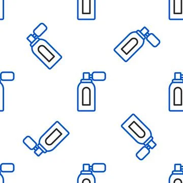 Line Aftershave bottle with atomizer icon isolated seamless pattern on white Stock Illustration