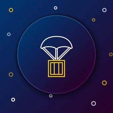 Line Airdrop box icon isolated on blue background. Colorful outline concept Illustrazione stock