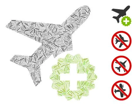 Line Airplane Addition Icon Vector Mosaic Stock-Illustration
