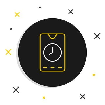 Line Alarm clock app smartphone interface icon isolated on white background.. 스톡 일러스트