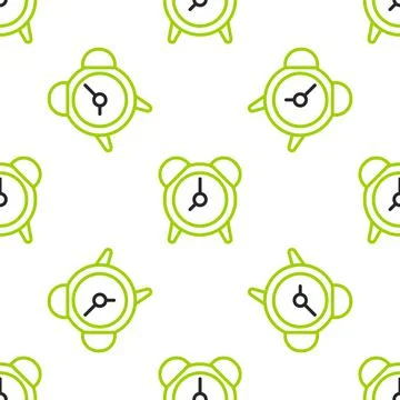 Line Alarm clock icon isolated seamless pattern on white background. Wake up Stock Illustration