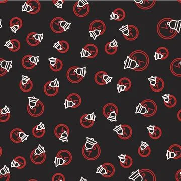 Line Alarm clock icon isolated seamless pattern on black background. Wake up Illustrazione stock