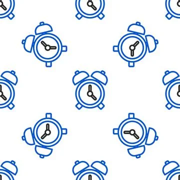 Line Alarm clock icon isolated seamless pattern on white background. Wake u.. Illustrazione stock