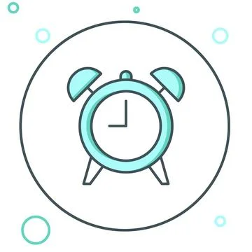 Line Alarm clock icon isolated on white background. Wake up, get up concept.. イラスト素材