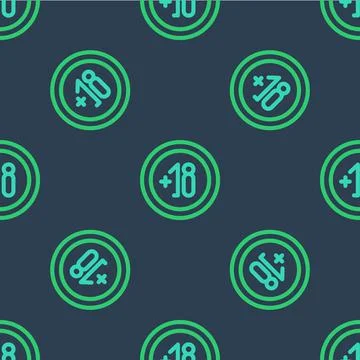 Line Alcohol 18 plus icon isolated seamless pattern on blue background 스톡 일러스트