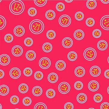 Line Alcohol 21 plus icon isolated seamless pattern on red background Stock Illustration