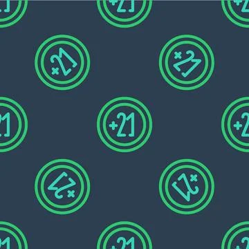 Line Alcohol 21 plus icon isolated seamless pattern on blue background. Pro.. Stock Illustration