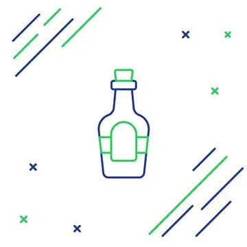 Line Alcohol drink Rum bottle icon isolated on white background. Colorful o.. Stock Illustration
