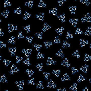Line Algorithm icon isolated seamless pattern on black background. Algorithm Stock Illustration