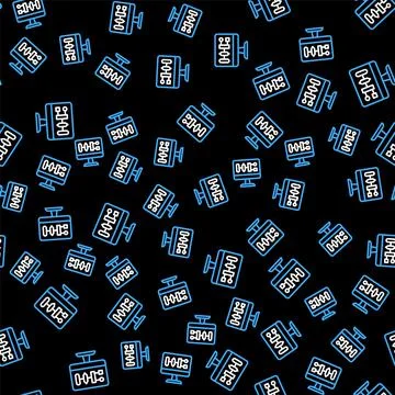 Line Algorithm icon isolated seamless pattern on black background. Algorithm Stock Illustration