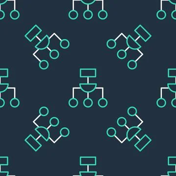 Line Algorithm icon isolated seamless pattern on black background. Algorithm イラスト素材