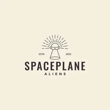 Line alien airplane with sun logo design vector graphic symbol icon illustr.. Stock Illustration