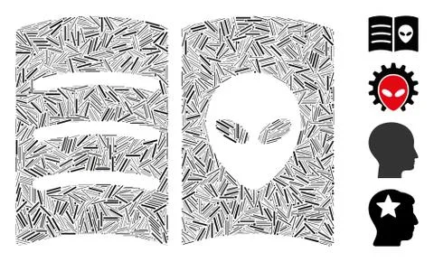 Line Alien Face Book Icon Vector Mosaic 스톡 일러스트