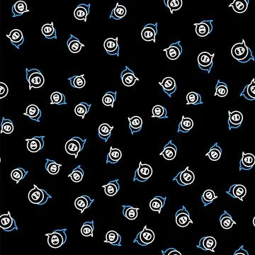 Line Alien icon isolated seamless pattern on black background. Extraterrestrial Illustrazione stock