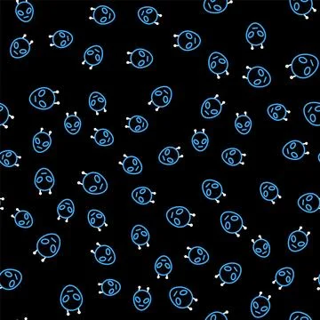Line Alien icon isolated seamless pattern on black background. Extraterrestrial Illustrazione stock