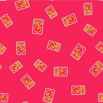 Line Ampere meter, multimeter, voltmeter icon isolated seamless pattern on red Stock Illustration