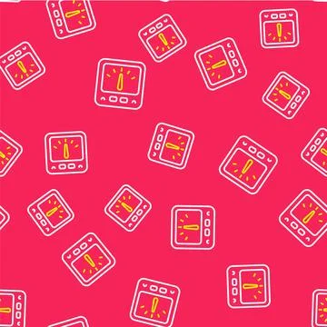 Line Ampere meter, multimeter, voltmeter icon isolated seamless pattern on re Illustrazione stock