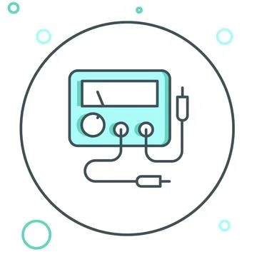 Line Ampere meter, multimeter, voltmeter icon isolated on white background... Illustrazione stock