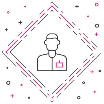 Line Analyst engineer icon isolated on white background. Colorful outline Stock Illustration