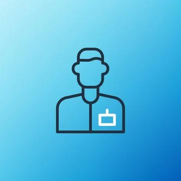 Line Analyst engineer icon isolated on blue background. Colorful outline concept Stock Illustration