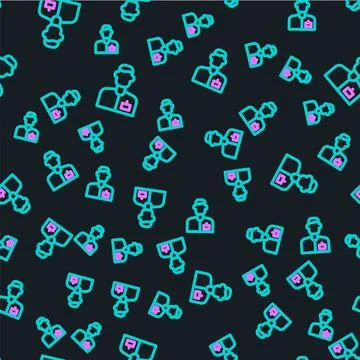 Line Analyst engineer icon isolated seamless pattern on black background. Vector Illustrazione stock
