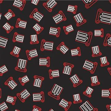 Line Ancient column icon isolated seamless pattern on black background. Vector Stock Illustration
