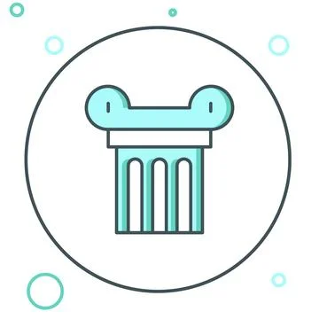 Line Ancient column icon isolated on white background. Colorful outline con.. Stock Illustration