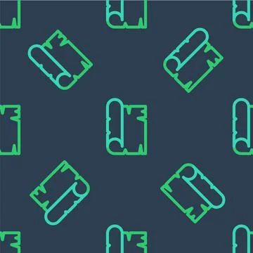 Line Ancient papyrus scroll icon isolated seamless pattern on blue background Stock Illustration