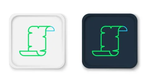 Line Ancient papyrus scroll icon isolated on white background. Parchment pape Illustrazione stock