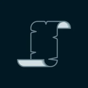 Line Ancient papyrus scroll icon isolated on black background. Parchment pa.. イラスト素材