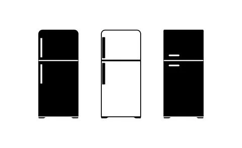 Line and black refrigerator vector icon. Stock Illustration