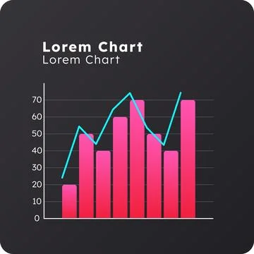Line and clustered column dark slide chart Illustrazione stock