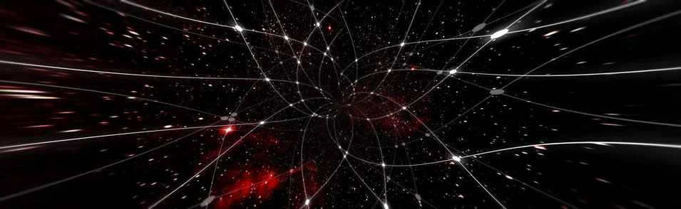 Line and dot pattern and colorful space background. Elements of this image fu イラスト素材