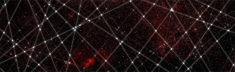 Line and dot pattern and colorful space background. Elements of this image fu イラスト素材