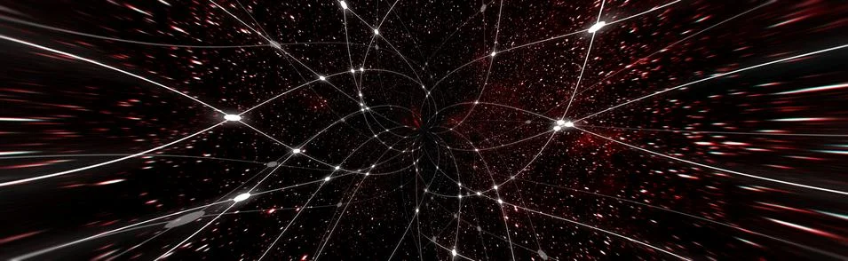 Line and dot pattern and colorful space background. Elements of this image fu 스톡 일러스트