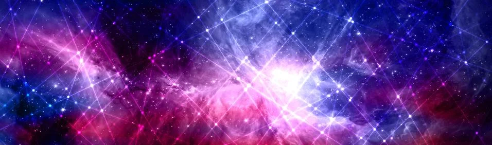 Line and dot pattern and colorful space background. Elements of this image fu 스톡 일러스트