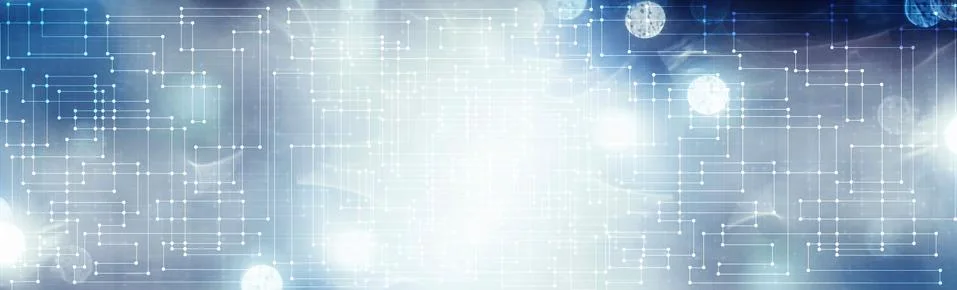 Line and dot pattern and bokeh background. Technology concept. Stock Photos