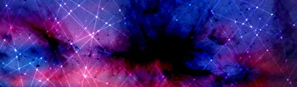 Line and dot pattern and colorful space background. Elements of this image fu Stock Photos