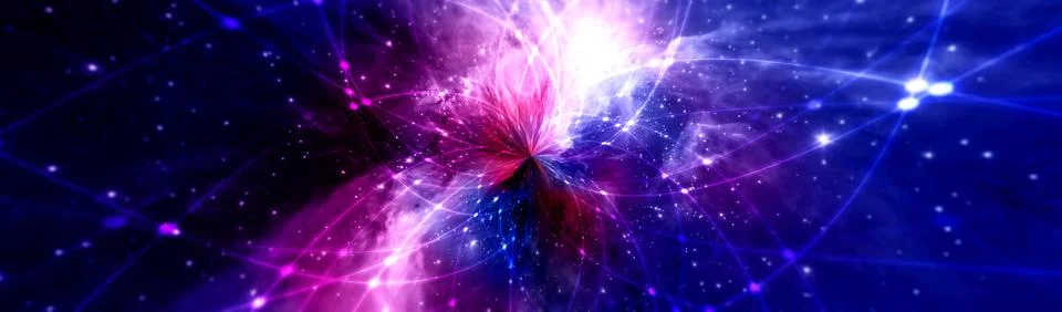 Line and dot pattern and colorful space background. Elements of this image .. Stock Photos